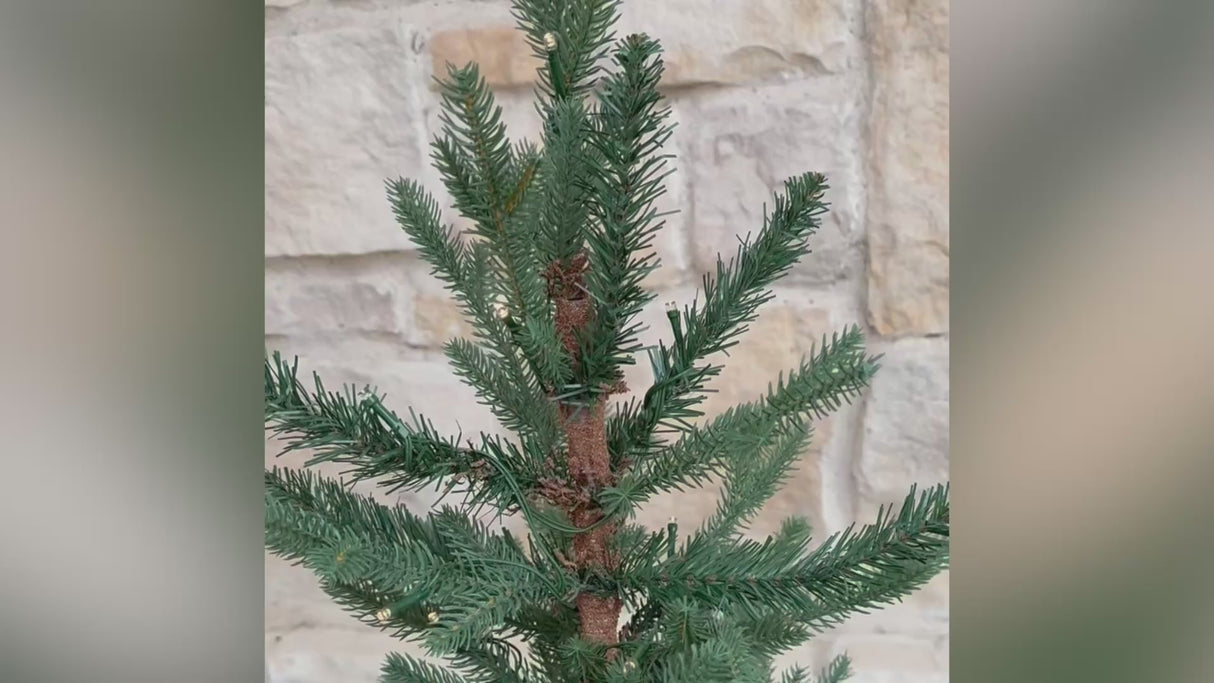 4.5 Ft. Alberta Alpine Potted Tree with 120 Warm White LED Lights - Twinkle and Steady Light Functions, Battery-Operated with Timer