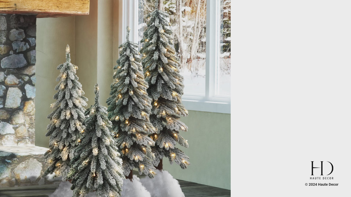 5 Foot Lightly Flocked Alpine Tree Pre-Lit Soft LED Lights with Timer