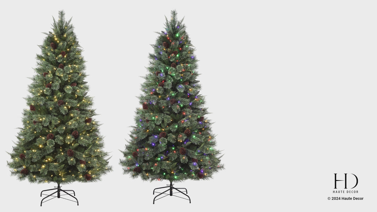 7 Ft. Cypress Cashmere Pine Tree with 8 Different Light Settings Including Twinkle and Multicolor