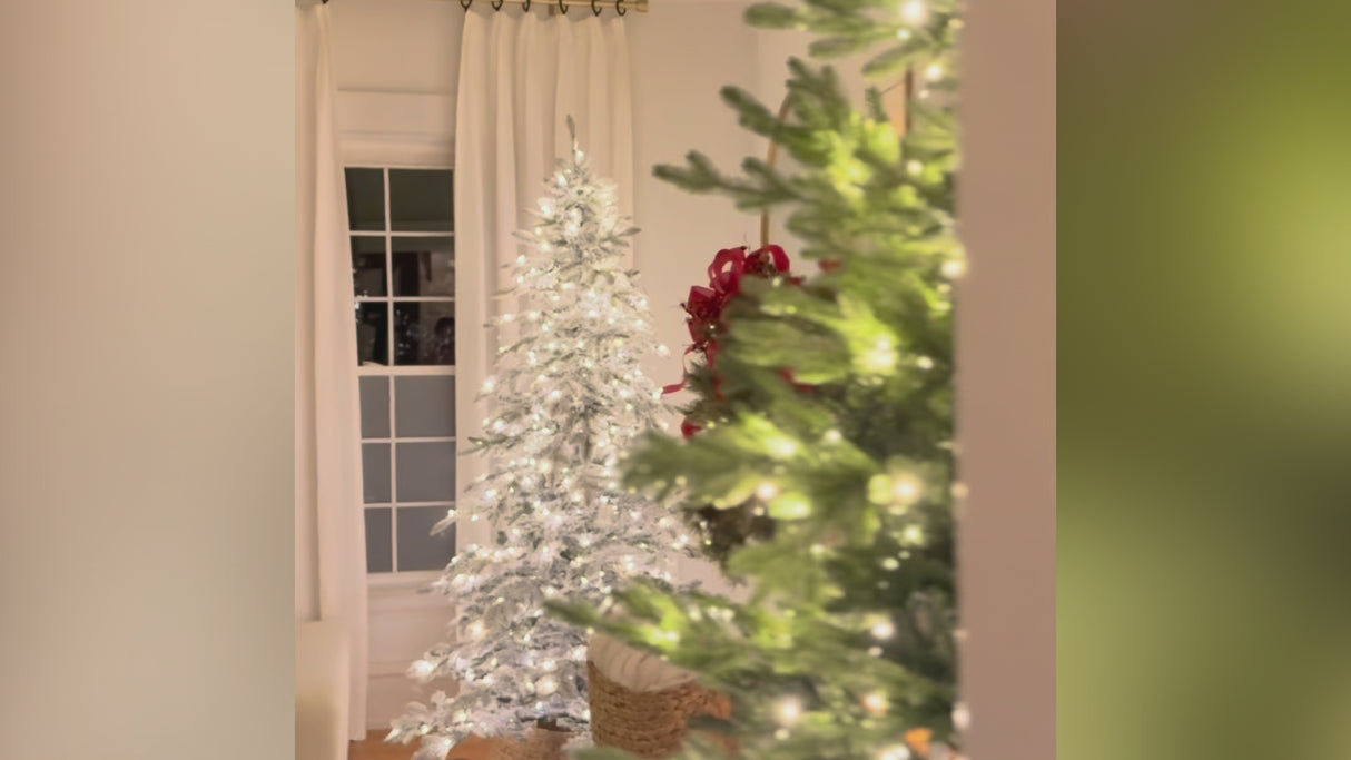 7 Ft. Holland Snow PE Fir Tree with Warm White T5 LED Lights, Foot Pedal & Quick Shape