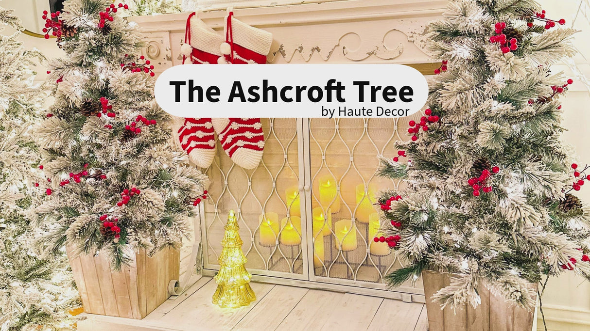 4 Foot Pre-lit Ashcroft Artificial Frosted Fir Potted Christmas Tree