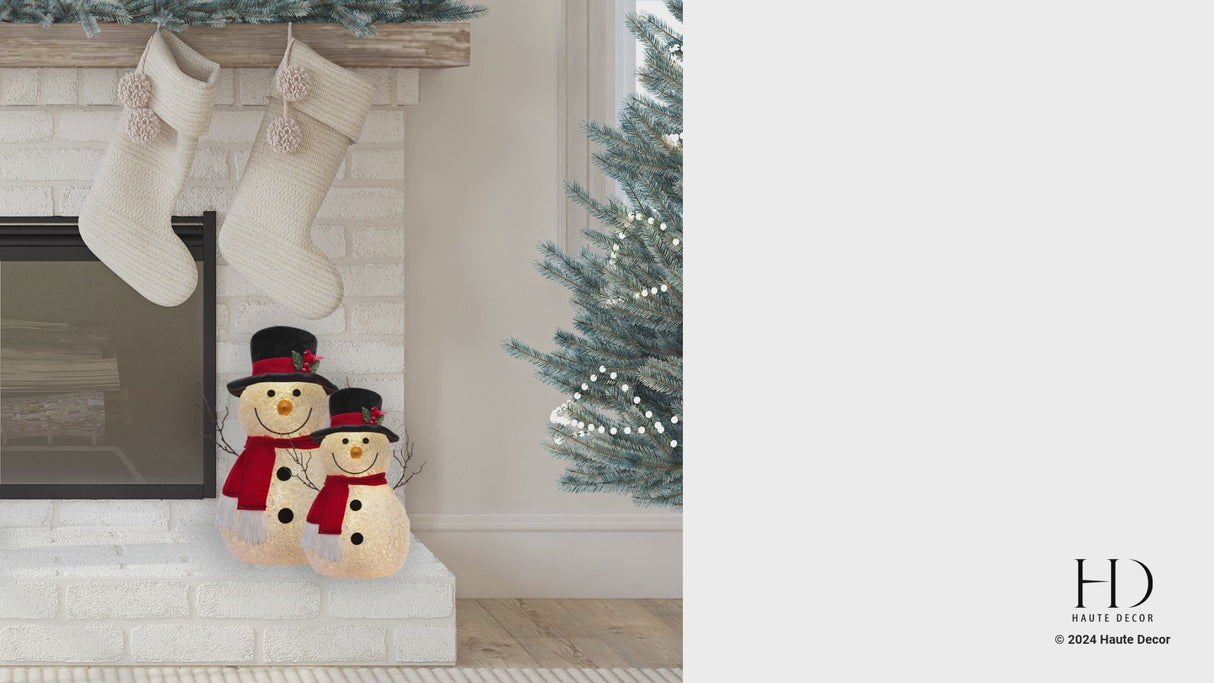 13 Inch Spun Acrylic Snowman with LED Lights