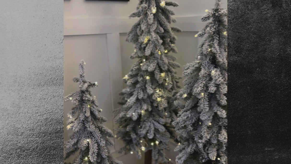 5 Foot Lightly Flocked Alpine Tree Pre-Lit Warm LED Lights with Timer