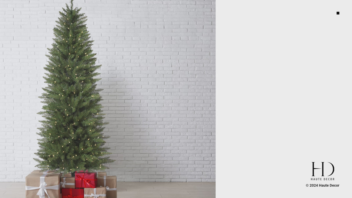 6.5 Ft. Tall Dumont Slim Christmas Tree with Warm White T5 LED Lights and Foot Pedal Control