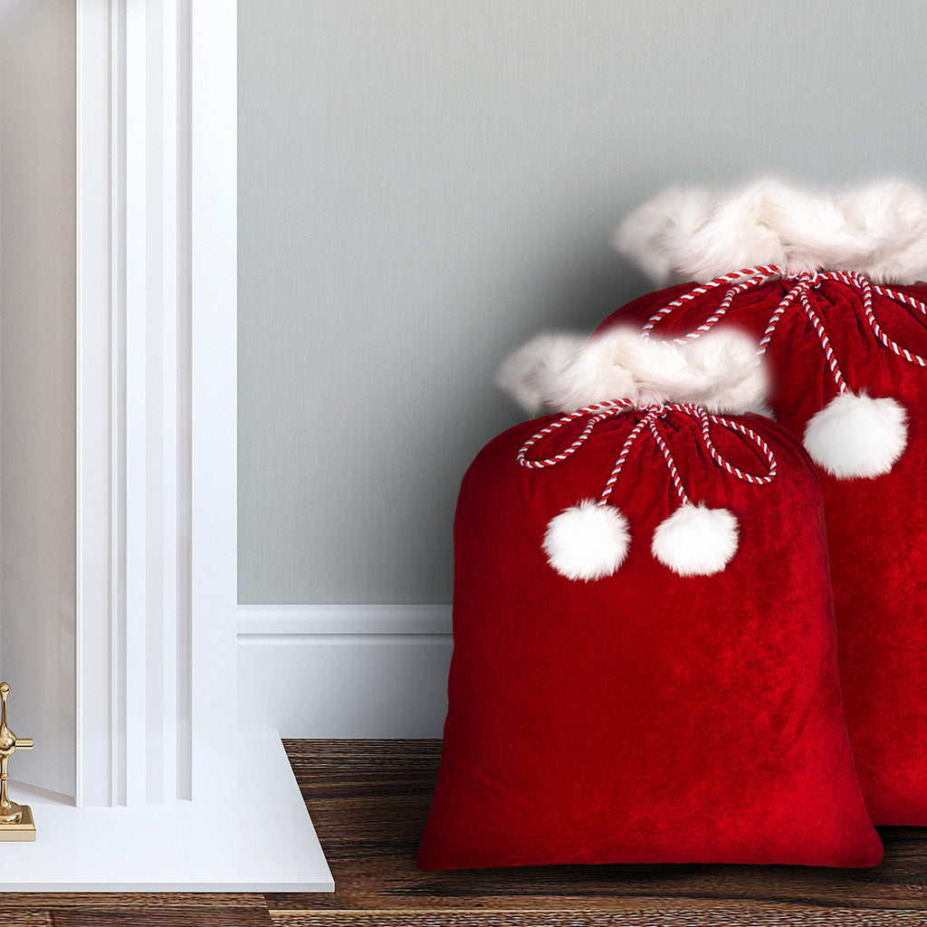 Santabag - Deluxe Red And White Christmas Santa Bag With Fur Cuff