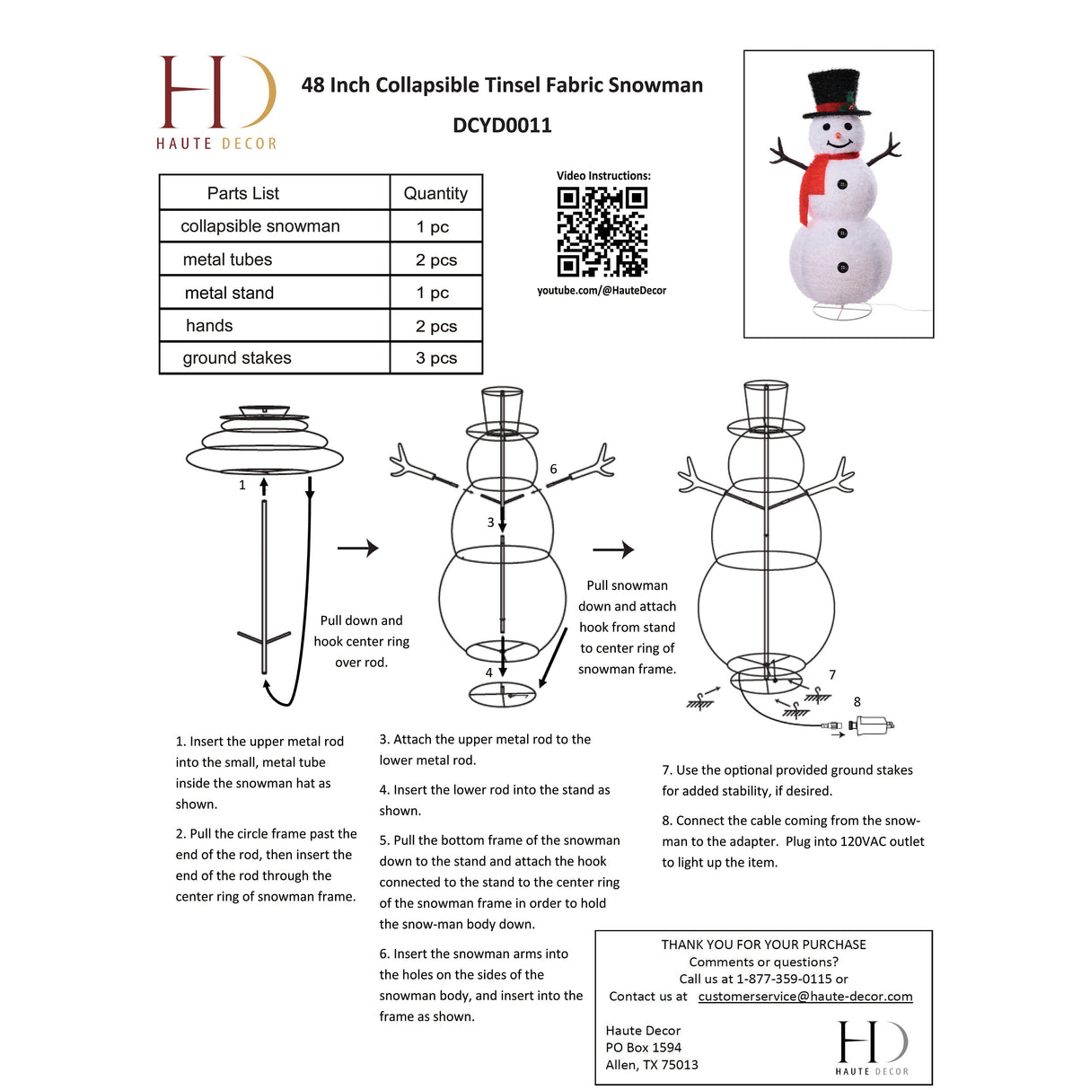 Seasonal & Holiday Decorations - 48 Inch Tall Collapsible Tinsel Fabric Snowman For Indoor Or Outdoor Use