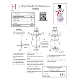 Seasonal & Holiday Decorations - 48 Inch Tall Collapsible Tinsel Fabric Snowman For Indoor Or Outdoor Use