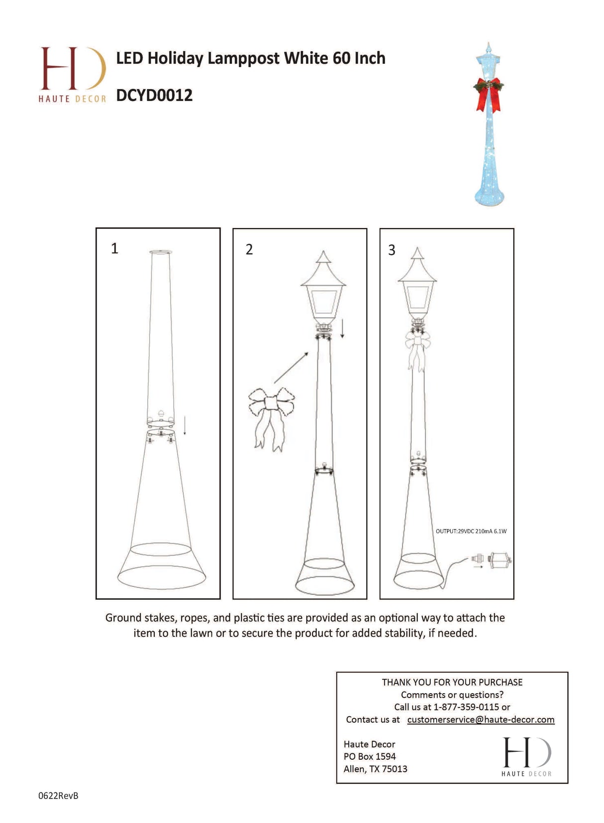Seasonal & Holiday Decorations - 60 Inch Tall White Lamppost With LED Lights For Indoor Or Outdoor Use