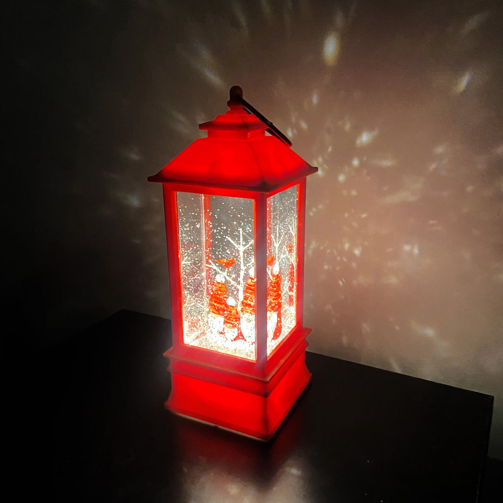 Snowburst™ Red Lantern With Gnome Trio
