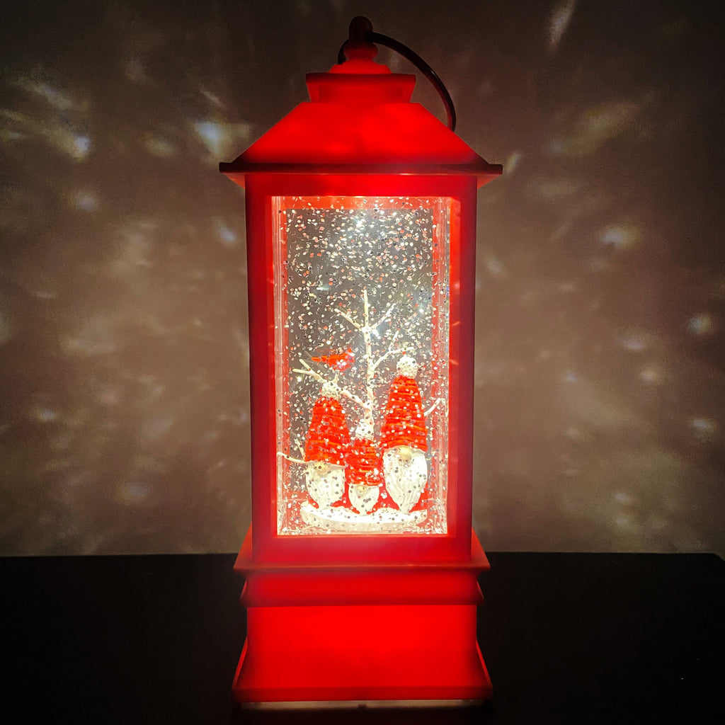 Snowburst™ Red Lantern With Gnome Trio