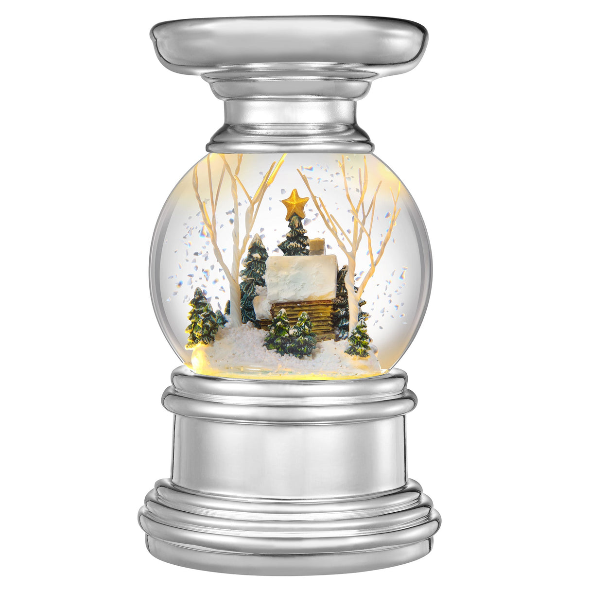 Snowglobe - Snowburst?äó Snow Globe Candle Holder - Log Cabin