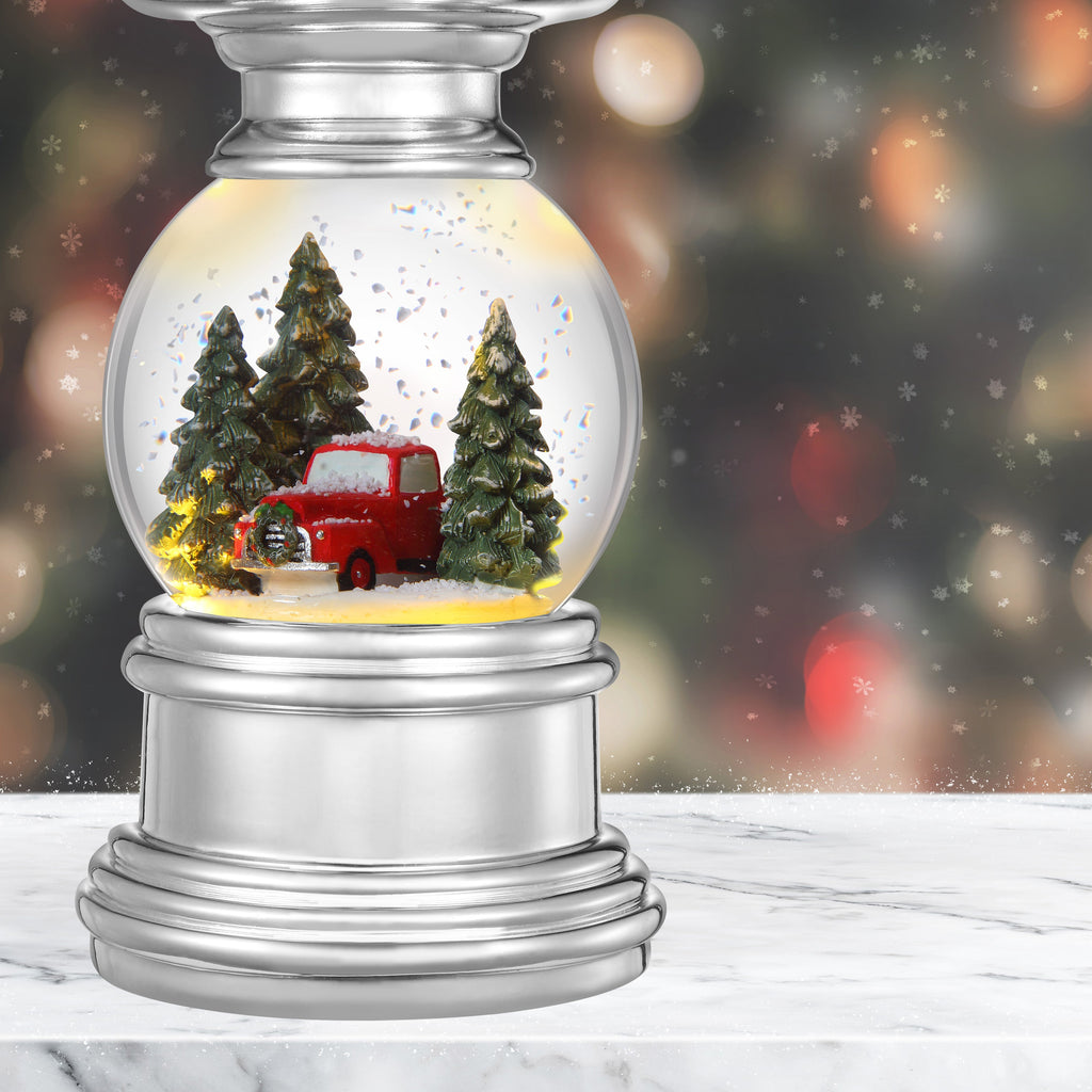 Snowglobe - Snowburst™ Snow Globe Candle Holder -Truck In Woods