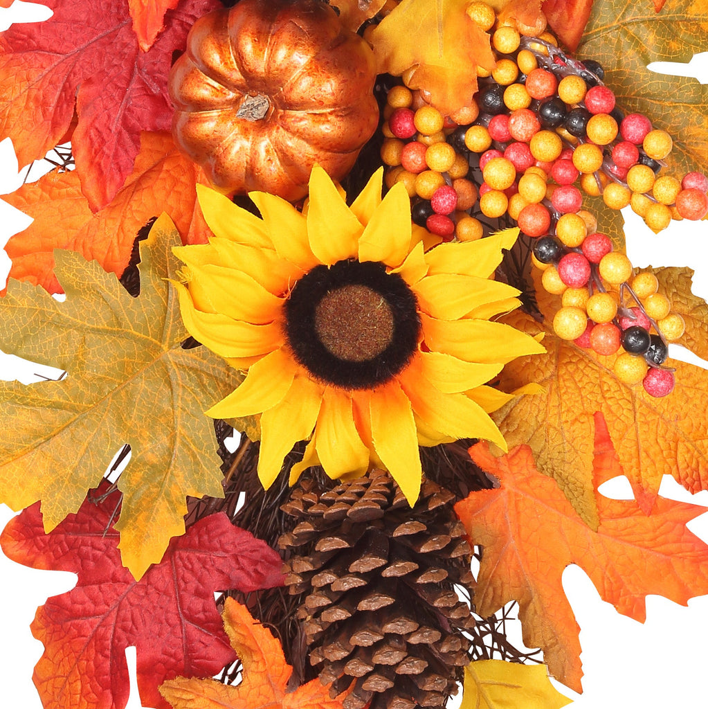 Swags - 32 Inch Fall Sunflower Artificial Swag