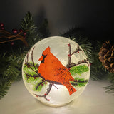 Tabletop Decor - 6 Inch Diameter Cardinal Christmas Globe