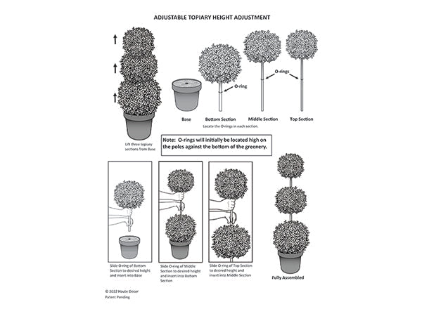 Triple Ball Artificial Boxwood Topiary Adjustable To 64 Inches Tall