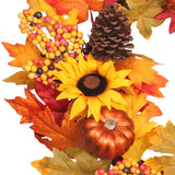 Wreath - 24 Inch Fall Sunflower Artificial Wreath