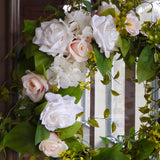 Wreath - 24 Inch Rose Hydrangea Wreath With Grapevine Base