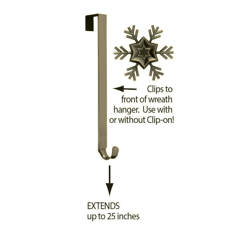 Wreath Hangers - Adapt™ Adjustable Wreath Hanger With Snowflake Icon - Antique Brass