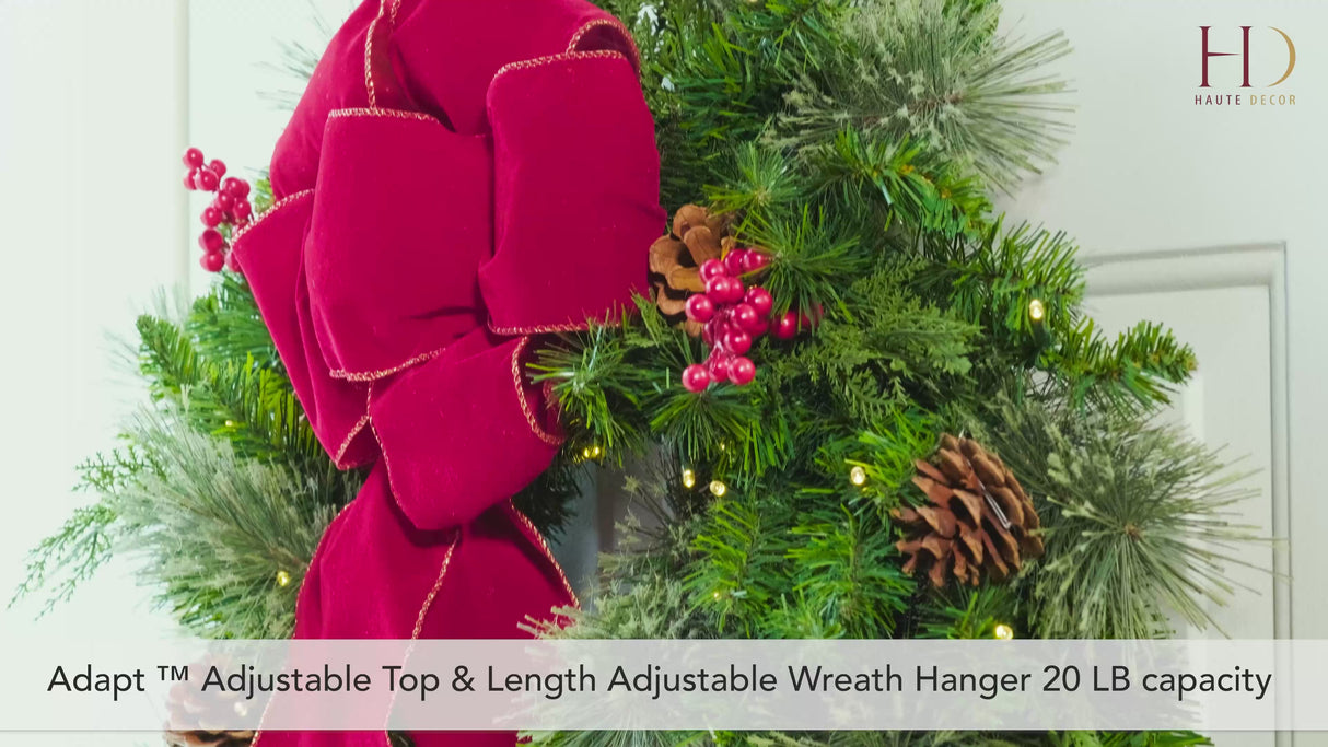 Adapt™ Adjustable Wreath Hanger, Top & Length Adjustable with 4 Interchangeable Icons - Black