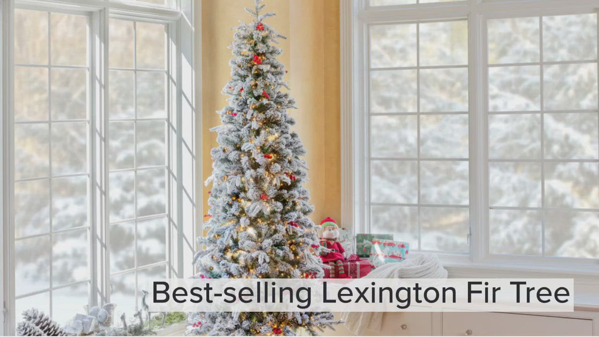 7 Foot Pre-lit Lexington Slim Artificial Fir Christmas Tree