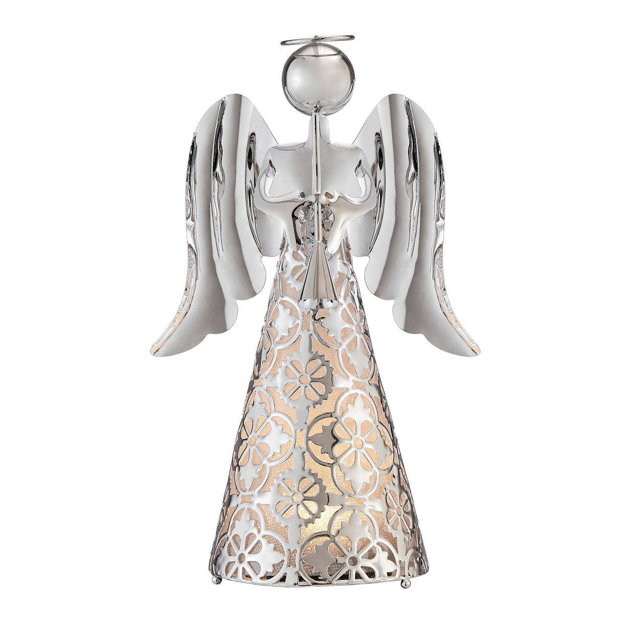 9 Inch Christmas Pre-lit Silver Tabletop Angel