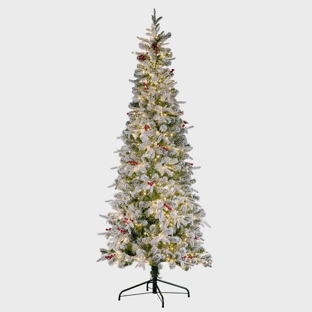 7 Foot Pre-lit Lexington Slim Artificial Fir Christmas Tree