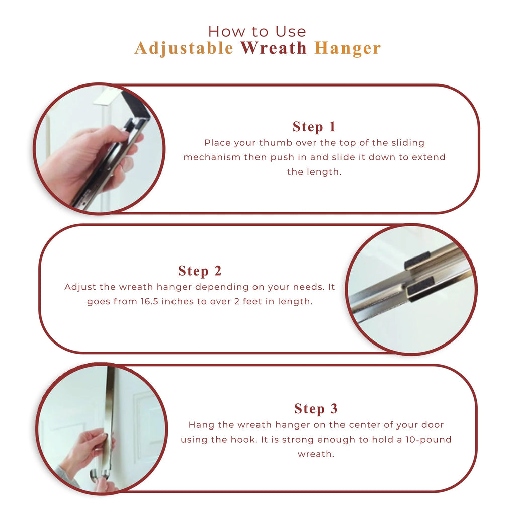 Adapt™ Adjustable Length Wreath Hanger - 2 Pack - Brushed Nickel 10 Lb Capacity