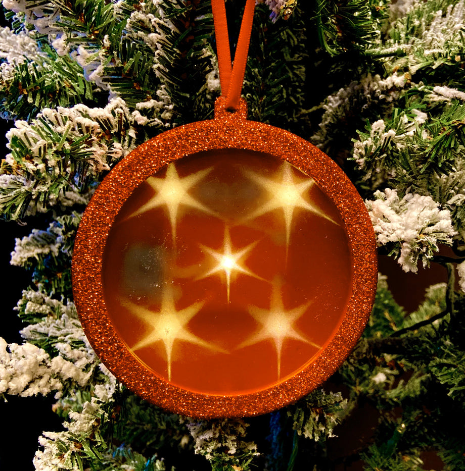 Haute Decor Lighted Holographic Christmas Ornament - Red