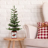 Christmas Tree - 24 Inch Potted Tree With Pinecones, Metal Pot With Classic Red Truck