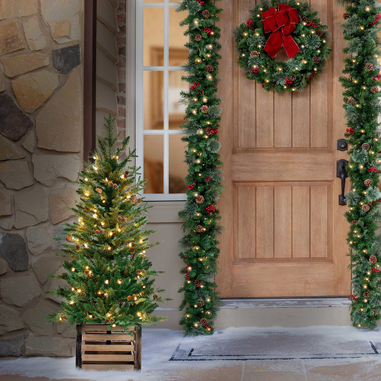 Christmas Tree - 4 Foot Christmas Pre-lit Asheville Fir Potted Tree