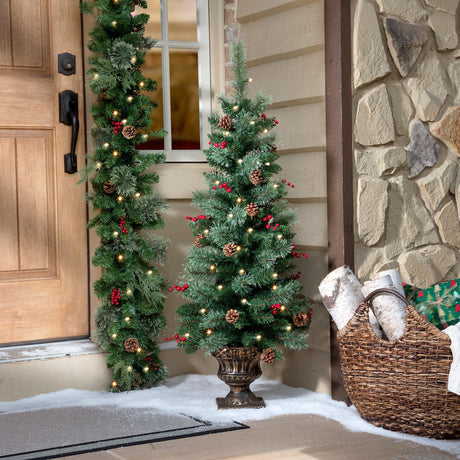 Christmas Tree - 4 Foot Pre-lit Carolina Porch Christmas Tree