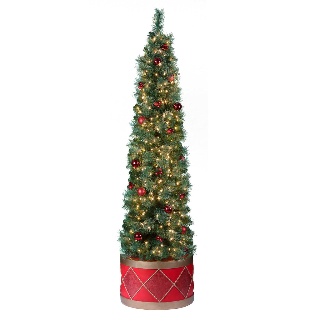 Christmas Tree - 6.5 Foot Pre-lit Flatback Christmas Tree With Drum Base