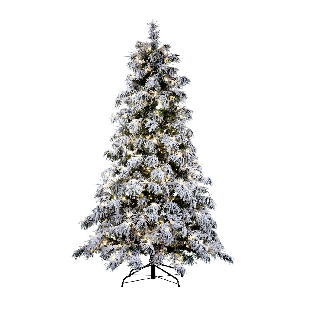 Christmas Trees - 7.5 Foot Pre-lit Berkshire Flocked Artificial Christmas Tree