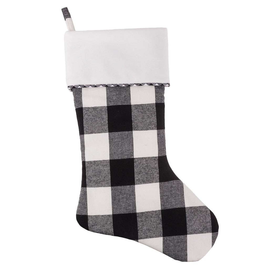 Holiday Stockings - Black And White Buffalo Check HangRight® Christmas Stocking