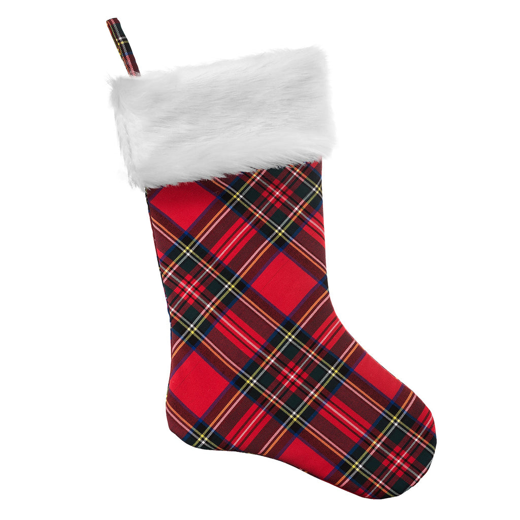 Holiday Stockings - Plaid HangRight® Stocking With White Faux Fur Cuff