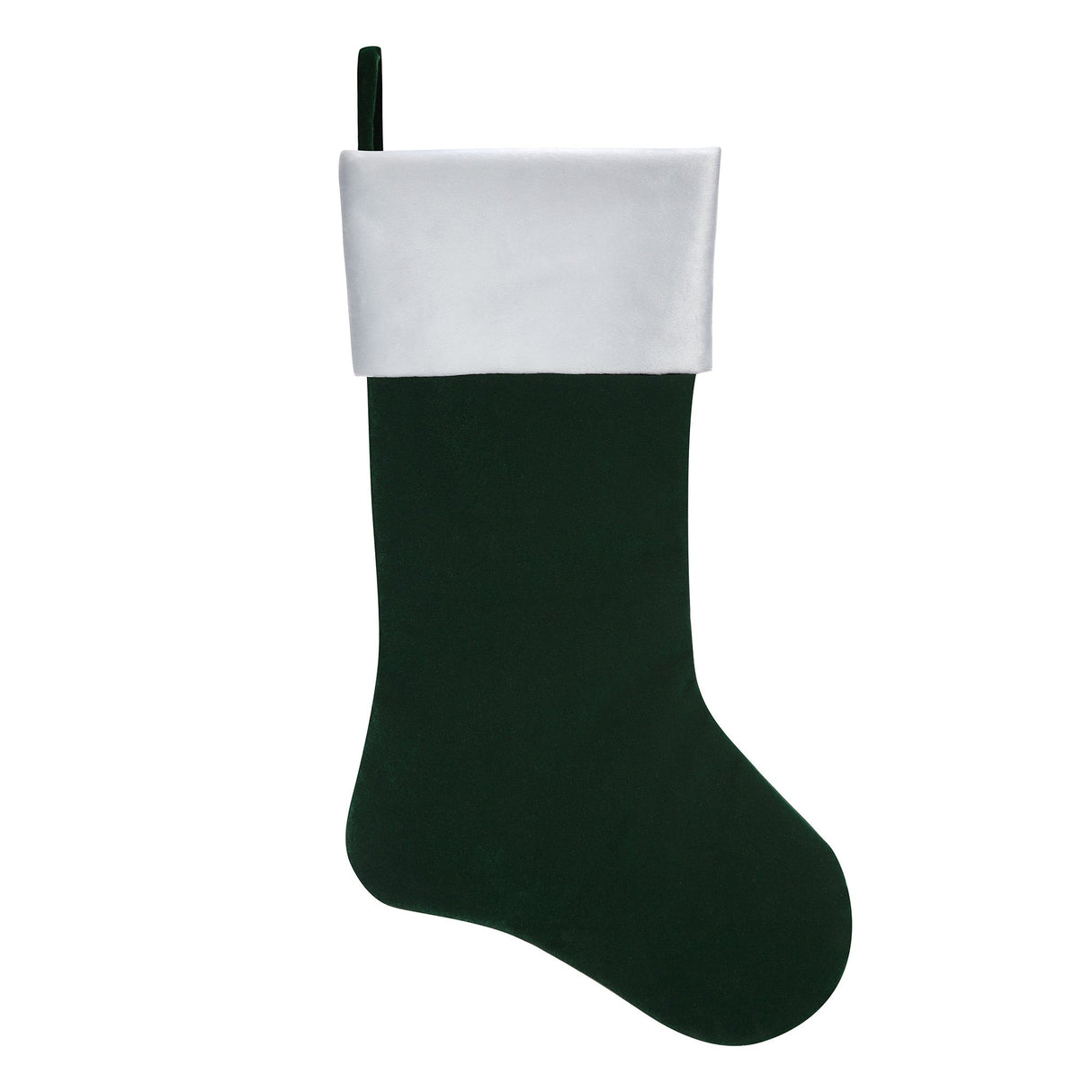 Holiday Stockings - Velveteen Dark Green HangRight?« Stocking With White Cuff - 20 Inches