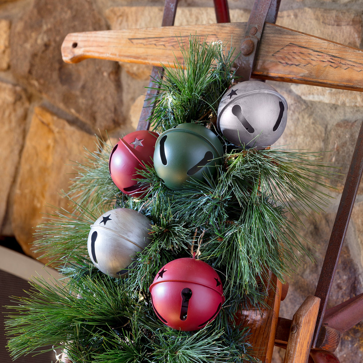 Jingle Bells - Jingle Bell Ornaments - 6 Pack - Assorted (Silver, Red & Green)