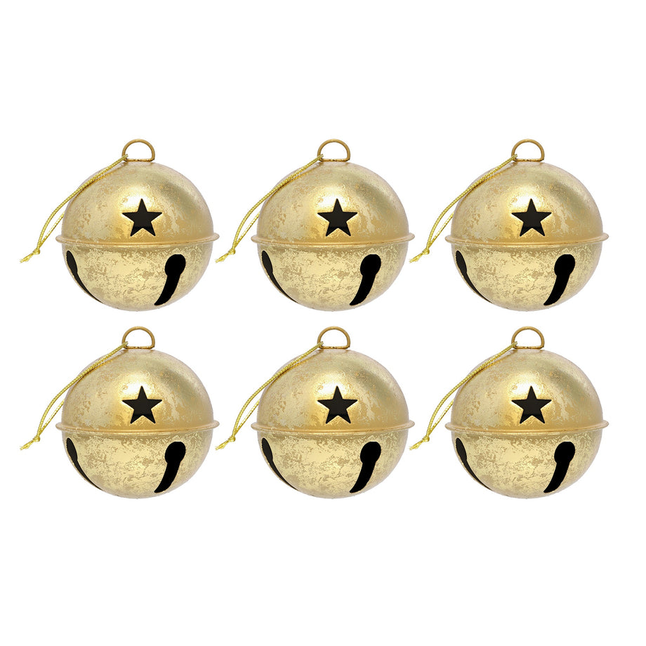 Jingle Bell Ornaments (large version) - 6 Pack - Burnished Gold