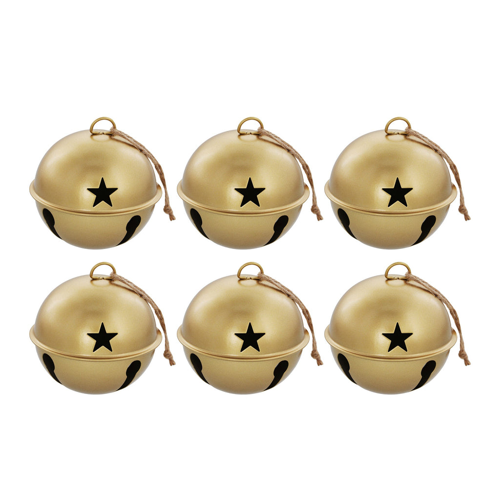 Jingle Bells - Jingle Bell Ornaments (large Version) - 6 Pack - Burnished Gold