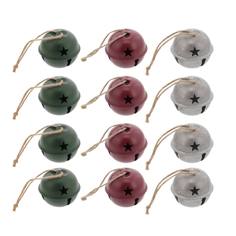 Jingle Bells - Jingle Bell Ornaments (Small Version) - 12 Pack - Assorted Silver/Red/Green