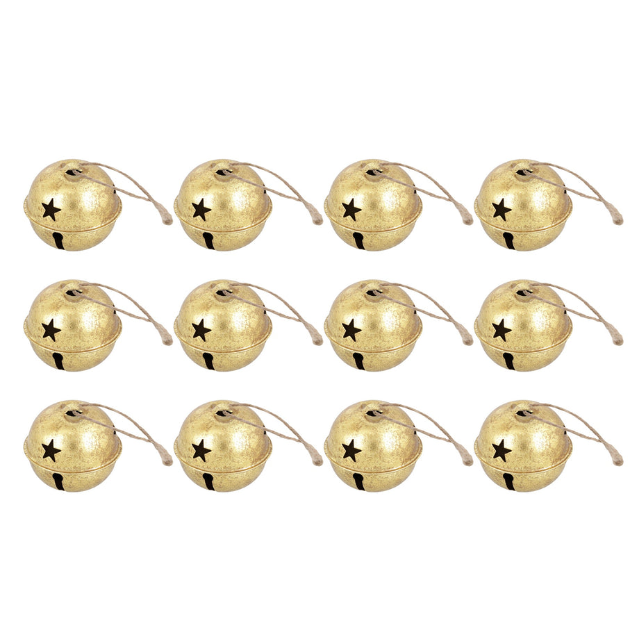 Haute Decor Jingle Bell Ornaments (Small Version) - 12 Pack - Burnished Gold