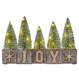 JOY Wood Blocks - Christmas JOY LED Pre-Lit Tabletop Decorative Wood Blocks