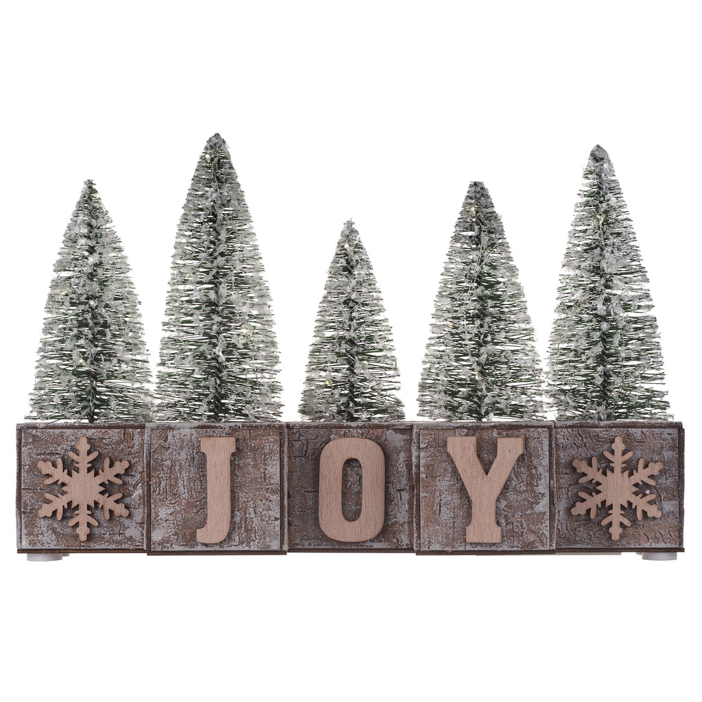 JOY Wood Blocks - Christmas JOY LED Pre-Lit Tabletop Decorative Wood Blocks