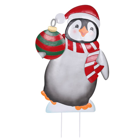 Outdoor Decor - 24 Inch Metal Christmas Penguin Outdoor Yard Decor