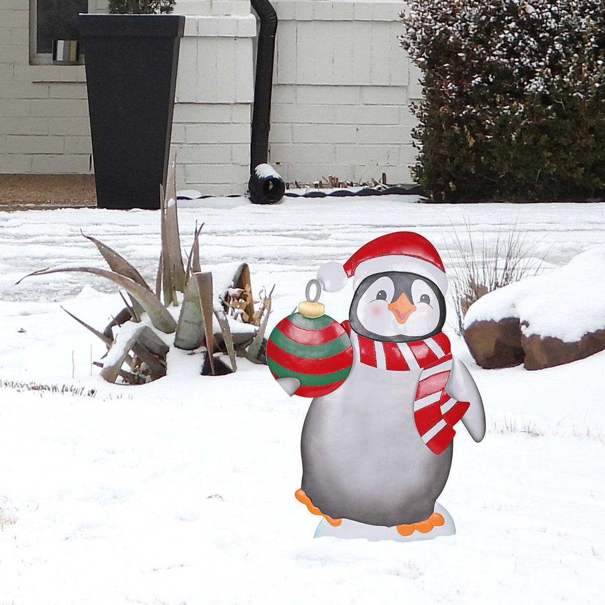 Outdoor Decor - 24 Inch Metal Christmas Penguin Outdoor Yard Decor
