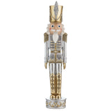 Outdoor Decor - 37 Inch Gold And Silver Christmas Nutcracker