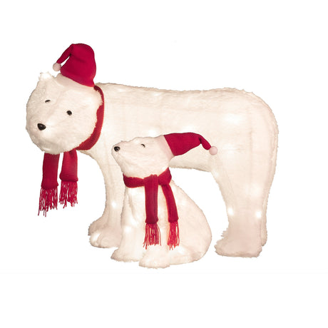 Outdoor Decor - Mama And Baby Polar Bear (Set Of 2) Outdoor Lighted Christmas Yard Decor