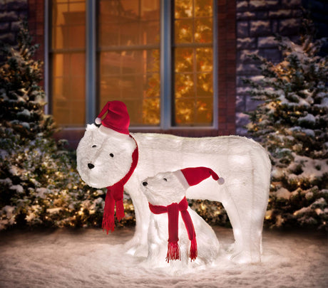 Outdoor Decor - Mama And Baby Polar Bear (Set Of 2) Outdoor Lighted Christmas Yard Decor