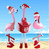 Outdoor Decor - Metal Caroling Flamingos Trio Yard Decor