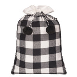 Santabag - 20 Inch X 28 Inch White And Black Buffalo Check Christmas Santa Bag